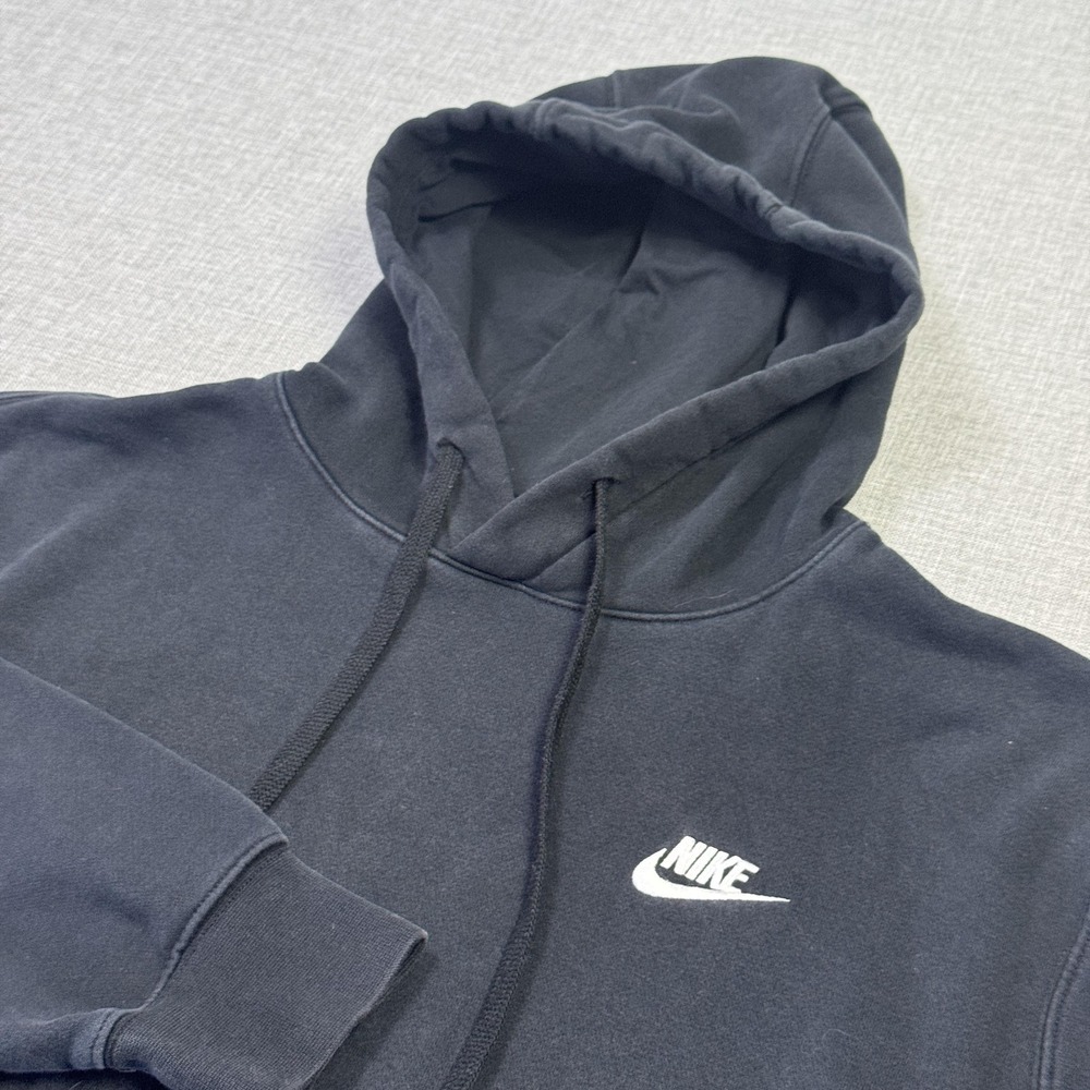 Nike Fleece Hoodie Mens Small Black Pullover Heavyweight Hooded Logo Comfort
